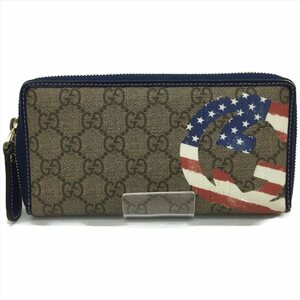 ▼▼ GUCCI グッチ ユニセックス 長財布 ラウンドファスナー GGスプリーム アメリカ国旗 304196 傷や汚れあり