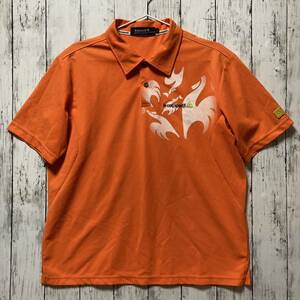 【le coq GOLF】ルコックゴルフ メンズ 半袖ポロシャツ Lサイズ オレンジ 身幅ゆったり