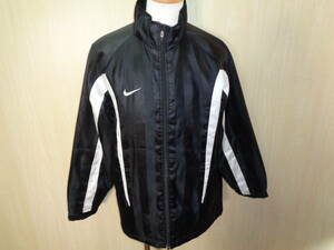 b176*NIKE cotton inside jersey * Nike sizeL black poly- material quilting la inertia do- stripe sport wear protection against cold 4G