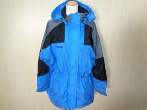 b333◆90's Columbia マウンテンパーカー レディース◆コロンビア M ライトブルー系 ポリナイロン素材 ウエストコード入り アウトドア4H