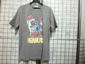 mens049/ スヌーピー ピーナッツ 半袖 Tシャツ メンズ 星条旗 柄 ハニカムメッシュ グレー M