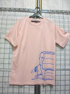 mens043/ スヌーピー ピーナッツ 半袖 Tシャツ メンズ ハングリー 餌箱一直線 柄 ハニカムメッシュ ピンク M