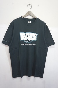 美品21SS RATS ラッツ BOX FLAME LOGO TEE ブランド ロゴ Tシャツ 半袖カットソー 21RT-0505 サイズL 黒723M