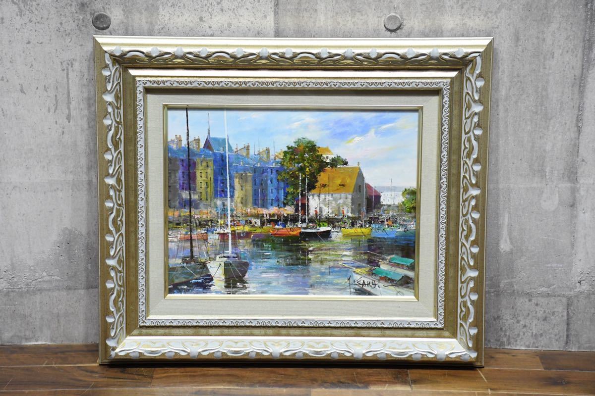 BGC94 Kenkichi Sakai France/France Honfleur F6 Oil painting Authenticity guaranteed Framed Landscape painting Wakayama prefecture painter Hand-painted oil painting Artist published in art yearbook Wakayama prefecture artist, painting, oil painting, Nature, Landscape painting