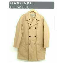 即完売 15SS MARGARET HOWELL マーガレットハウエル High Dence Cotton Poplin Coat ハイデンスコットンポプリンダブルブレストコートS美品_画像1