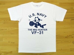 U.S. NAVY VF-31 白 5.6oz 半袖Tシャツ 紺 XXXL 大きいサイズ ミリタリー トムキャット VFA-31 USN