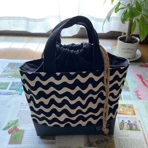 【特価SALE】27 巾着トートバッグ なみなみ ハンドメイド 手提げ 巾着 袋 ミニバッグ ミニトートバック
