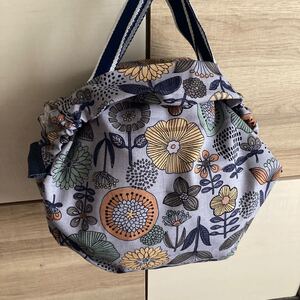 【感謝SALE】323 折りたたみ エコバッグ (小 )買い物袋 北欧風 シュパット風 ハンドメイド
