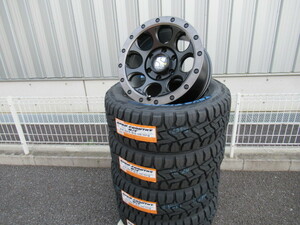 MLJ XTREME-J XJ03 16x8J +18 6-139.7 フラットBK/スモークフランジ TOYO OPEN COUNTRY R/T 215/65R16 200系HIACE 要オーバーフェンダー