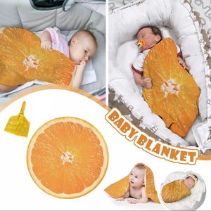 赤ちゃん　新生児　ベビーグッズ　出産祝い　絨毯 おくるみ オレンジ　帽子付き　フランネル　柔らかい　可愛い　四季兼用　