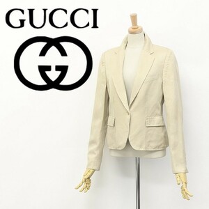 国内正規品◆GUCCI/グッチ シルク100％ 1釦 ジャケット ベージュ 40