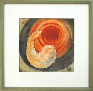 ◆ 武田友紀子 『 太陽とかぼちゃ 』 水彩画, 絵画, 水彩, 静物画