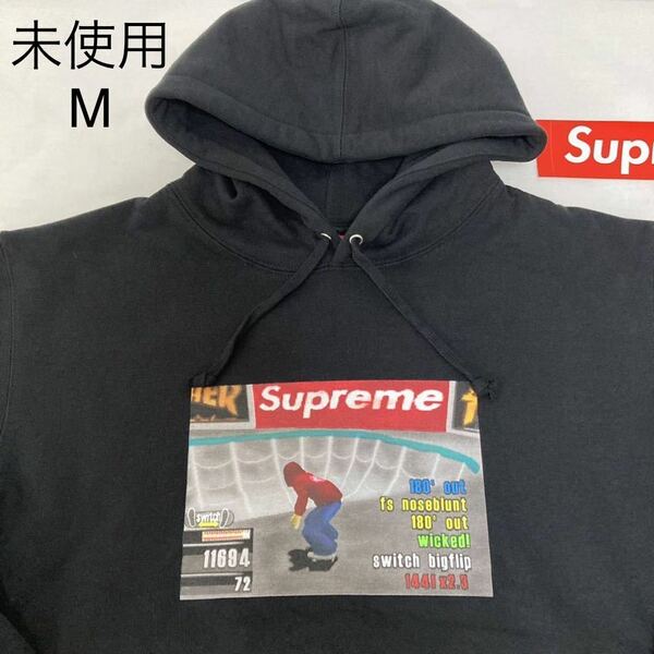 未使用 21fw Supreme Thrasher Hooded Sweatshirt BLACK size:M タグ、ステッカー付き supreme online購入 シュプリーム