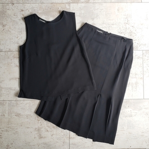  Chanel CHANEL общий шелк выставить 36 юбка безрукавка Франция производства тонкий черный здесь Mark 