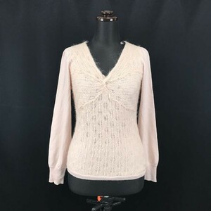 KUMIKYOKU* long sleeve / knitted sweater [2/ lady's M/ light pink ]V neck /k Miki .k*BG671