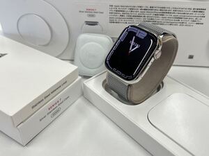 ☆即決 超美品 Apple Watch series7 45mm シルバーステンレス ミラネーゼループ アップルウォッチ GPS+Cellularモデル シリーズ7 194