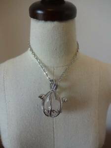 cache*cache silver angel. egg necklace small natural stone rose quartz 