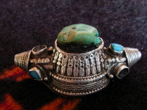 Antique Tibetan Silver Hair Ornamentchi bed gyu turquoise 