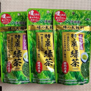 伊藤園 味の太鼓判 特上蒸し緑茶1000 100g+3個