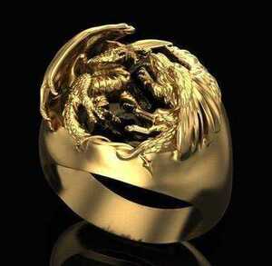 [SALE] кольцо мужской аксессуары Gold Dragon дракон кольцо 20 номер 