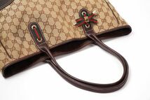 【極美品】グッチ GUCCI シェリーライン トートバッグ ハンドバッグ リボン キャンバス レザー レディース ブラウン 0445_画像6