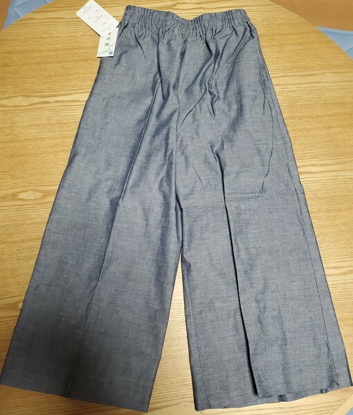 新品☆ワイドパンツ　播州織　M