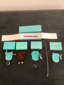 (No.996) 【おまとめ】計5点 ティファニー TIFFANY&Co イヤリング1点 ネックレス 1点 リング2点 SV925 /ボールペン1点 箱/袋付