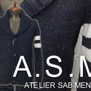 定価2万円▼送料無料▼新品▼アトリエサブ長袖ニットM▼ブルゾンセーター▼ニットブルゾン▼asm▼a.s.m▼ネイビー