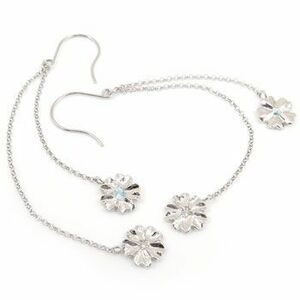  earrings platinum Hawaiian jewelry earrings pair aquamarine diamond long earrings swaying flower diamond free shipping popular 