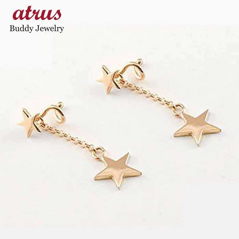 業界最安 ピアス 18金 キャッチナッシャー ロングピアス 18k ピンク ...
