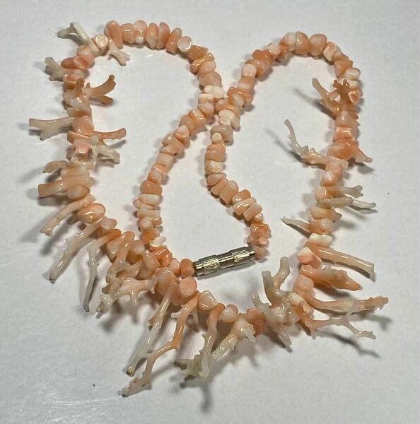 天然海珊瑚　桃色系ネックレスになます