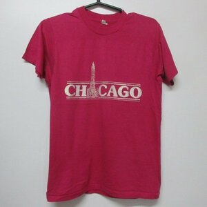 80s アメリカ製　Tシャツ　S ピンク　シカゴ　スクリーンスターズ　ヴィンテージ　80年代　アメリカ古着　sy2306