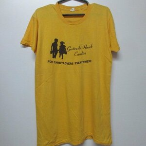 80s アメリカ製　Tシャツ　L 黄色　バックプリント　ヴィンテージ　80年代　アメリカ古着　sy2329