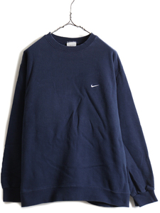 00s # Nike маленький swoshu вышивка тренировочный ( мужской L ) б/у одежда NIKE 00 годы one отметка sushu тренировочные брюки футболка темно-синий 