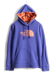 ■ ノースフェイス プリント スウェット フード パーカー ( レディース L ) 古着 The North Face トレーナー プルオーバー 裏起毛 2トーン