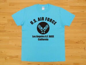 アウトレット処分 U.S. AIR FORCE アクアブルー 4.0oz 半袖Tシャツ 黒 M ミリタリー エアフォース