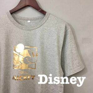 【新品未使用・タグ付き】ディズニー Disney 半袖 Tシャツ ミッキーマウス プリント日本製 トップス グレー メンズ 男性用 Lサイズ ♭●