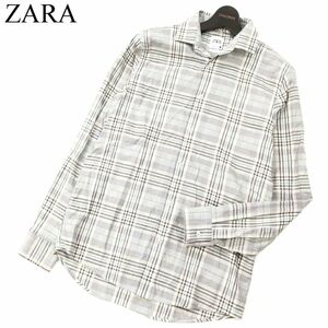 ZARA ザラ マン 長袖 レギュラーフィット★ グレンチェック シャツ Sz.M　メンズ ポルトガル製　C2T08161_8#C