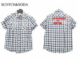 SCOTCH&SODA スコッチ&ソーダ 春夏 半袖 背面刺繍★ ワーク チェック シャツ Sz.S　メンズ カジュアル　C2T07226_7#A