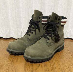 美品☆[MARNI×TIMBERLAND] EU限定 OLIVE-GREEN SUEDE BOOTS 6インチ スウェードレザーブーツ 7.5W オリーブグリーン マルニ