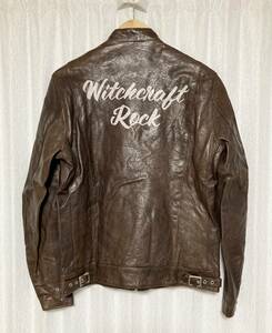 美品☆[HYSTERIC GLAMOUR] 16AW 定価118,800 WITCHCRAFT ROCK 製品加工 シングルライダース レザージャケット M 羊革 ブラウン