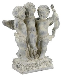  modern antique style pretty white 3 person. angel. ornament 3 person. enzeru. objet d'art 