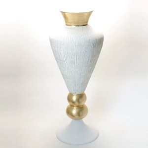 Art hand Auction Italian import, modern antique style, white gold vase, white gold flower rack, flower base, Handcraft, Handicrafts, Glass Crafts, Glass Material