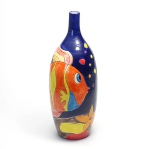 Art hand Auction Italienischer Import, moderner antiker Stil, blaue Fischvase, bunte Fischvase, Handwerk, Kunsthandwerk, Glaskunst, Glasmaterial