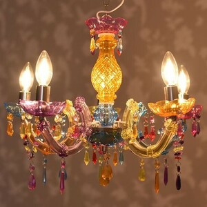  explanatory note careful reading ask special price! american pop colorful chandelier 5 light 