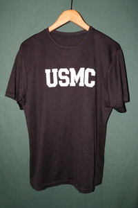 ★ ミリタリー Tシャツフェア ★ 沖縄米軍 USMC ブラックカラー 半袖 プリント Tシャツ サイズ不明 中古 トレーニング用など