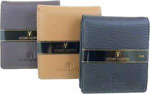 新品　送料無料●Luciano Valentino ルチアーノバレンチノ★　ブラウン　1個　二つ折り財布　短材府　牛革