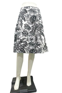 [ used ]MaxMara Max Mara skirt lady's white botanikaru pattern small bird size 44