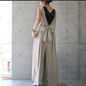 バックリボン オールインワン サロペット パンツ ワイドパンツ ガウチョ
