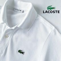 《美品》ラコステ LACOSTE ポロシャツ 2 ホワイト L1212 鹿の子 半袖 シャツ 白_画像1